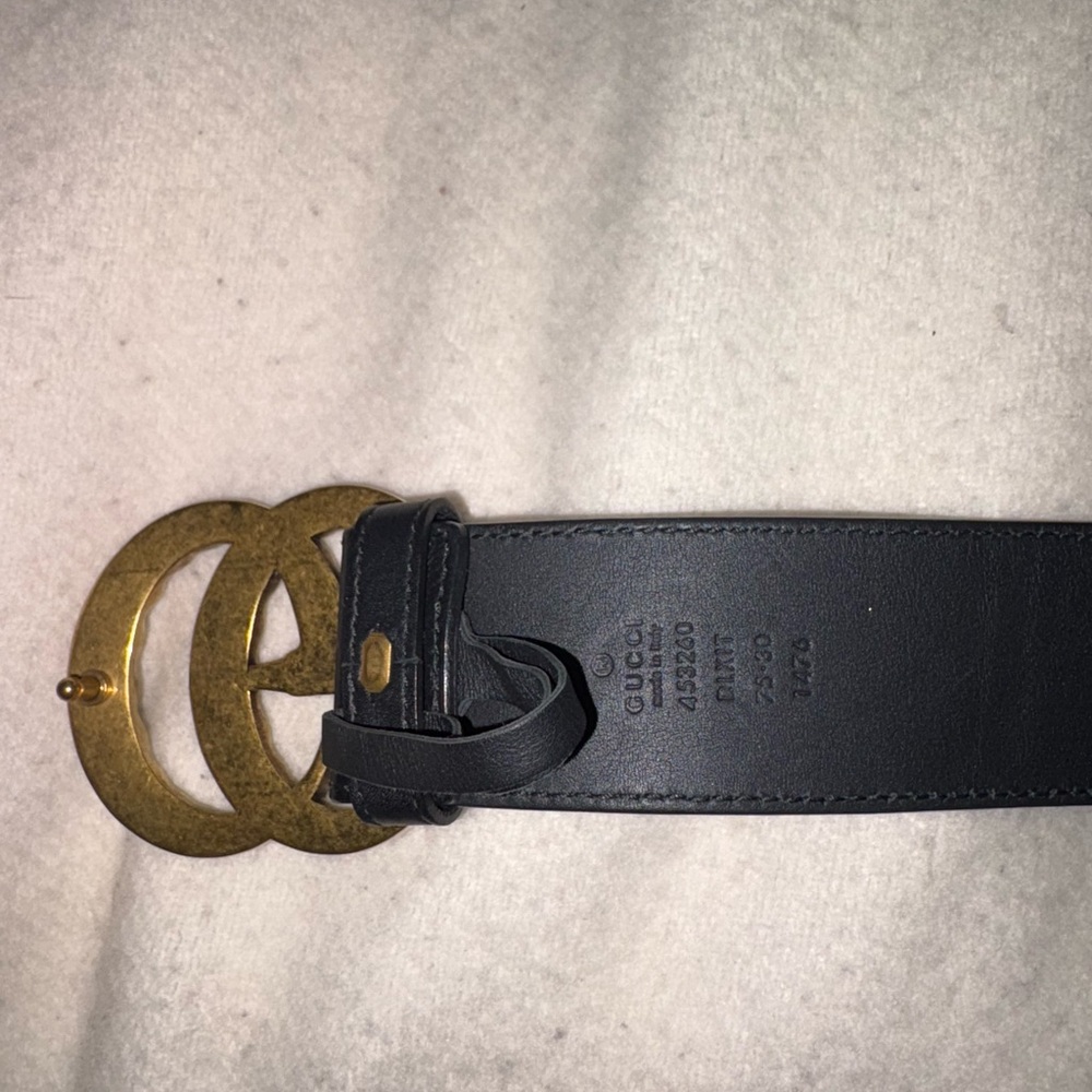 Gucci Moon Calfskin Pearl Double G 40mm Belt 75 30 Black Cream - Picture 6 of 10